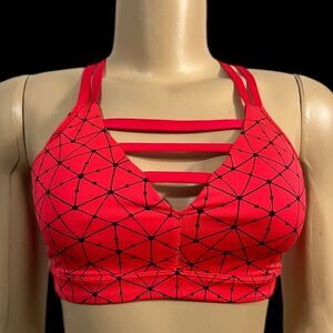Victoria’s Secret Sport Wet Look Sexy Strappy front sports bra Red Small